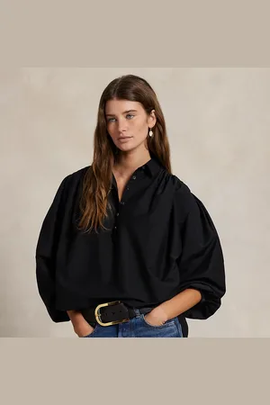 Ralph Lauren Camisa de seda y algodón con pliegues