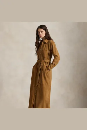 Ralph Lauren Vestido camisero de ante con cinturón