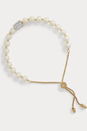 Ralph Lauren Pulsera de perlas sintéticas con gema