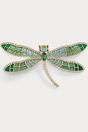 Ralph Lauren Broche bañado en oro con libélula pavé