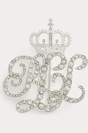 Ralph Lauren Broche de corona con logotipo plateado