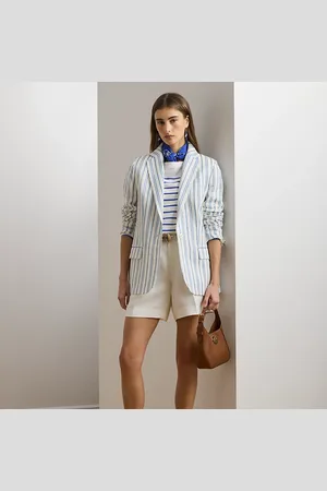 Ralph Lauren Pantalón corto plisado de sarga con lino