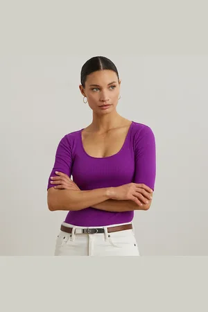 Ralph Lauren Camiseta de mezcla de algodón acanalada