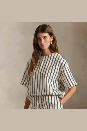 Ralph Lauren Camisa de mezcla de seda con rayas