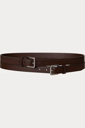 Ralph Lauren Cinturón ancho de piel con doble hebilla
