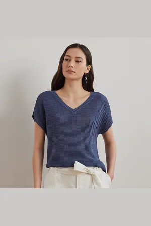 Ralph Lauren Jersey con lino y cuello de pico