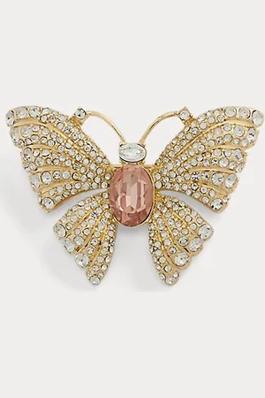 Ralph Lauren Broche bañado en oro de mariposa en pavé
