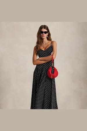 Ralph Lauren Vestido de raso con lunares