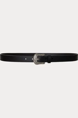 Ralph Lauren Cinturón de piel con hebilla labrada