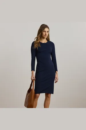 Ralph Lauren Vestido de ponte con manga tres cuartos