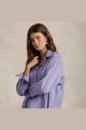 Ralph Lauren Camisa de algodón recortada con rayas