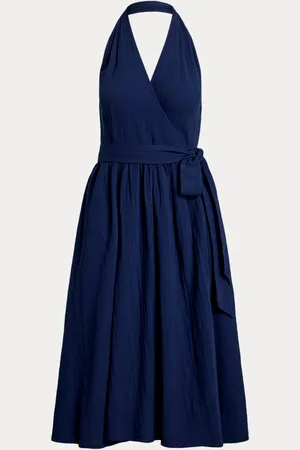 Ralph Lauren Vestido halter cruzado de algodón