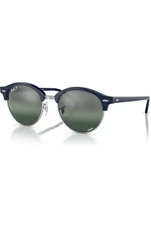 Ray-Ban Clubround Chromance Gafas De Sol Montura Plateado Lentes Polarizados 51-19
