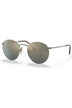 Ray-Ban Round Titanium Gafas De Sol Montura Azul Lentes Polarizados 47-21