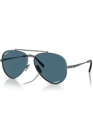 Ray-Ban Aviator II Titanium Gafas De Sol Montura Azul Lentes Polarizados 58-14