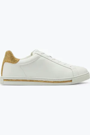 RENE CAOVILLA Zapatilla Xtra Blanca Y Dorada Con Cristales 15
