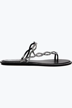 RENE CAOVILLA Sandalia Plana Braid Negra 10