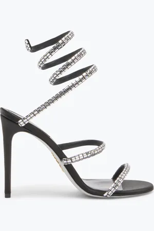 RENE CAOVILLA Sandalia Cleo Negra Con Cristal Baguette 105