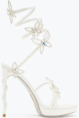 RENE CAOVILLA Sandalia Con Plataforma Margot Blanca Con Cristales 120