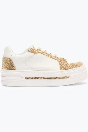 RENE CAOVILLA Zapatilla Xtra Blanca Y Dorada Con Cristales 50