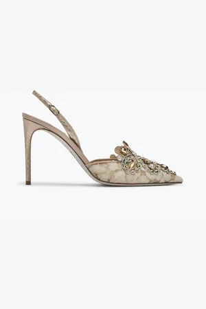 RENE CAOVILLA Slingbacks Doradas Decoradas Veneziana