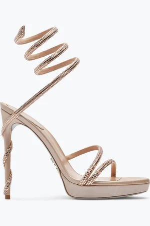 RENE CAOVILLA Sandalia Con Plataforma Margot De Color Beige Cascarón Y Cristales 120