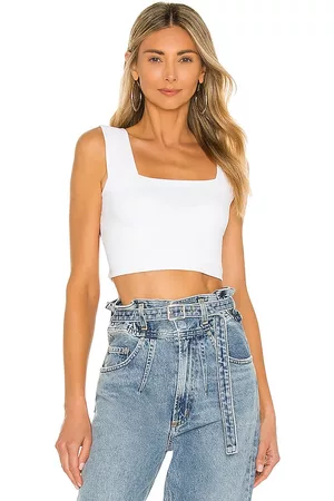 REVOLVE Susana Monaco Susana monaco wide strap crop top en color blanco talla L en - White. Talla L (también en M, S, XL, XS).