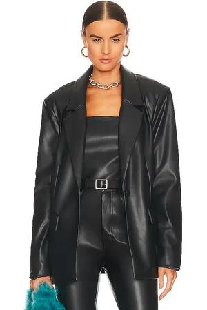 REVOLVE WeWoreWhat Weworewhat faux leather blazer en color talla M en - Black. Talla M (también en S).