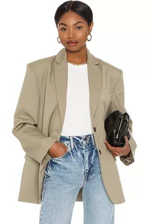 REVOLVE ANINE BING Anine bing vestido blazer quinn en color bronce talla L en - Tan. Talla L (también en M, S).