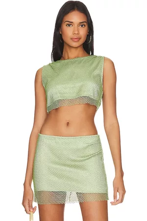 REVOLVE Camila Coelho Camila coelho tropez crop top en color verde salvia talla M en - Sage. Talla M (también en XL, XS, XXS).