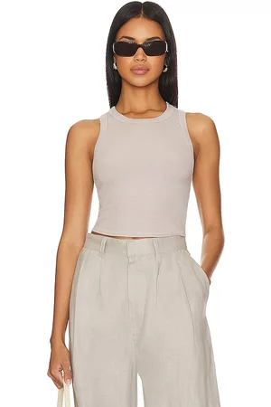 REVOLVE Enza Costa Enza costa camiseta sin mangas corta de seda bold en color ivory talla L en - Ivory. Talla L (también en XL).
