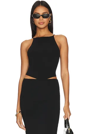 REVOLVE WeWoreWhat Weworewhat camiseta sin mangas corta con canalé en v en color talla S en - Black. Talla S (también en XS).