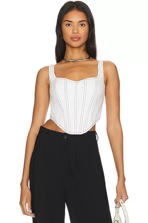 REVOLVE Bardot Bardot linen corset bustier en color blanco talla 12 en - White. Talla 12 (también en 2).
