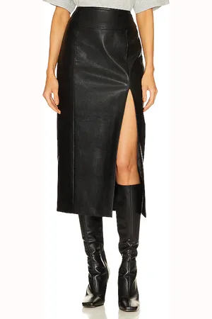 REVOLVE Bardot Bardot falda midi de piel sintética dante en color talla 2 en - Black. Talla 2 (también en 4).