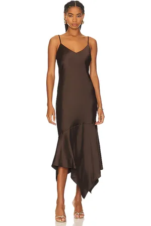 REVOLVE Steve Madden Steve madden vestido lencero lucille en color chocolate talla L en - Chocolate. Talla L (también en M, S, XS).