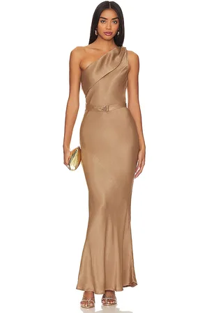 REVOLVE Karina Grimaldi Karina grimaldi vestido midi angelique en color bronce talla L en - Tan. Talla L (también en M, S, XS).