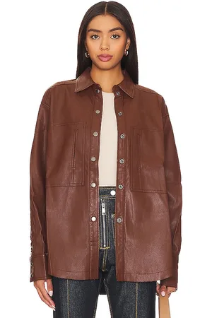 REVOLVE Free People Free people chaqueta de piel sintética free people easy rider en color cognac talla M en - Cognac. Talla M (también en XL).