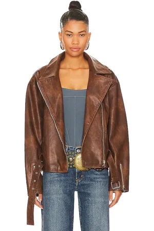 REVOLVE Superdown Superdown chaqueta lana faux leather en color talla L en - Brown. Talla L (también en M, S).