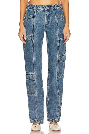 REVOLVE GRLFRND Grlfrnd naomi low rise slim cargo en color denim-medium talla 23 en - Denim-Medium. Talla 23 (también en 24, 25, 26, 27).