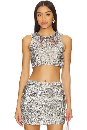 REVOLVE Camila Coelho Camila coelho izabel top en color metálico talla S en - Metallic Silver. Talla S (también en XL).
