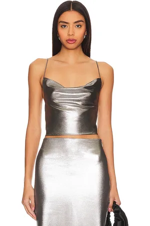 REVOLVE ROTATE Rotate metallic crop top en color metálico talla 34 en - Metallic Silver. Talla 34 (también en 36, 38, 40, 42).