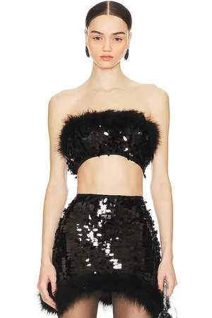 REVOLVE OW Collection Ow collection virgo sequin feather top en color negro talla S en - Black. Talla S (también en XS).