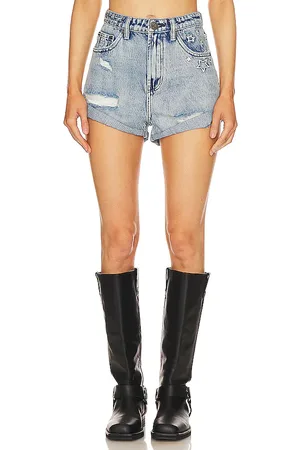 REVOLVE One Teaspoon One teaspoon pantalones cortos de mezclilla de cintura alta icon bandits en color denim claro talla 28 en - Denim-Light. Talla