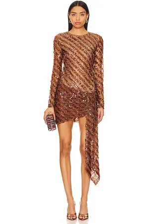 REVOLVE Camila Coelho Camila coelho minivestido cataleya sequin en color bronce metálico talla M en - Metallic Bronze. Talla M (también en S, XS, XXS)