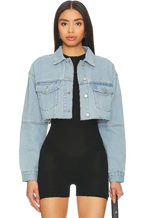 REVOLVE Superdown Superdown chaqueta kathy cut off en color azul talla M en - Blue. Talla M (también en S, XS, XXS).