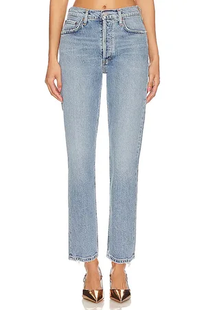 REVOLVE AGOLDE Agolde corte recto cintura alta riley en color denim claro talla 30 en - Denim-Light. Talla 30 (también en 31, 32, 33, 34).