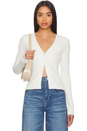 REVOLVE Good American Good american cárdigan brillante de canalé con cuello en v en color blanco talla 2X en - White. Talla 2X (también en XL).