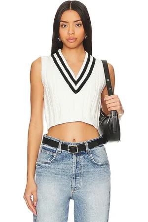 REVOLVE MORE TO COME More to come chaleco jade varsity cropped en color talla L en - White. Talla L (también en M, S, XS).