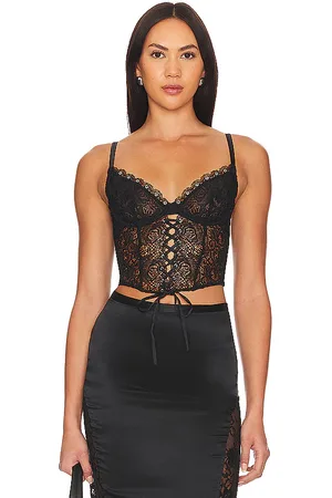 REVOLVE Fleur du mal Fleur du mal lace up bustier en color talla M en - Black. Talla M (también en S).