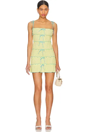REVOLVE MAJORELLE Majorelle vestido mathilda mini en color amarillo limon talla L en - Lemon. Talla L (también en M).